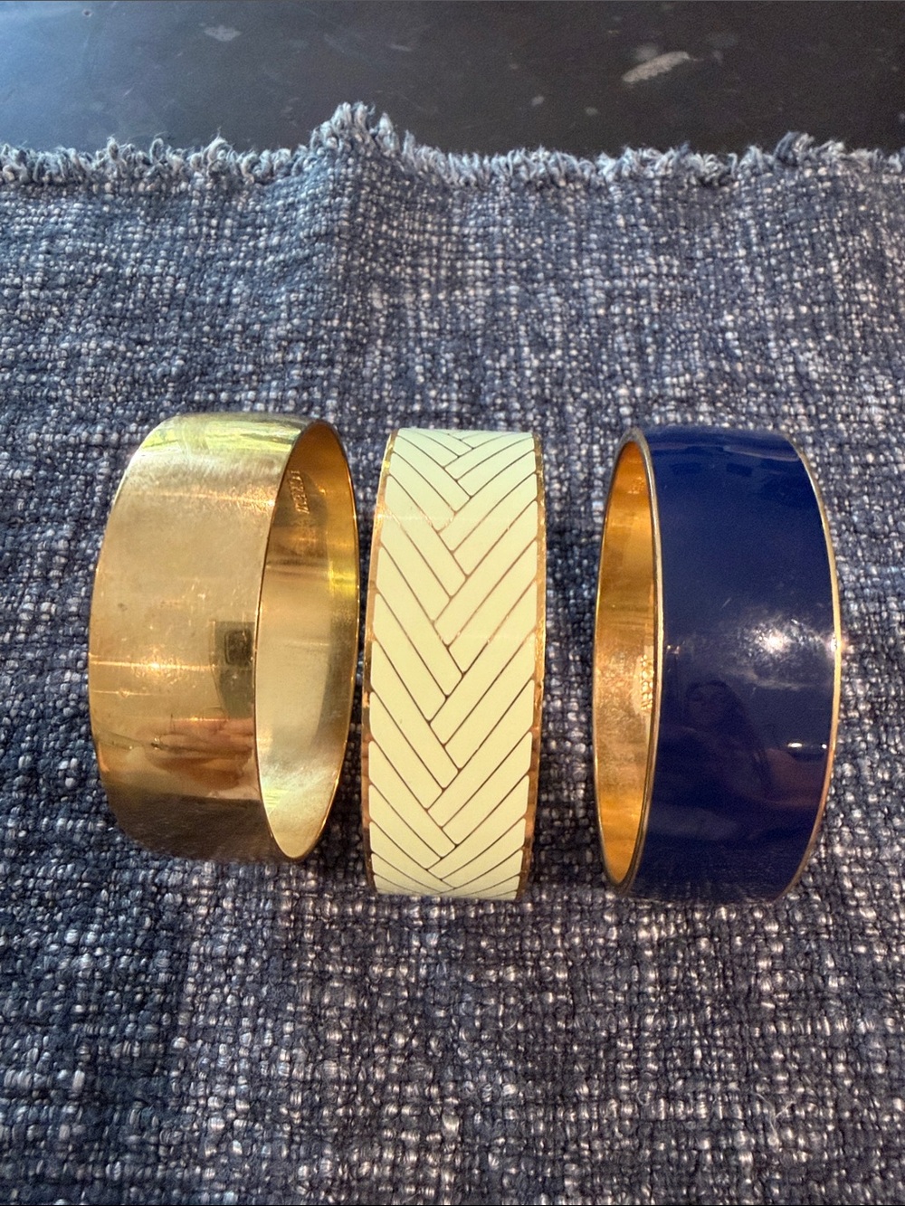 J. Crew Gold, Mint Green & Navy Enamel Bangle Set